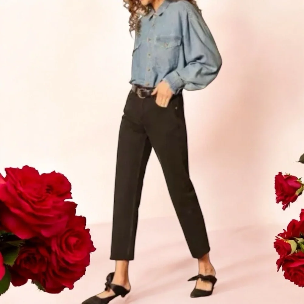 Boyish By Her Tommy The Hustler Black High Rise Straight Leg Button Fly Jeans